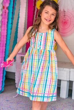 Wildflowers Woven Party Plaid Dress